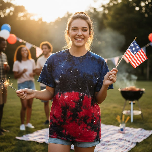 Red, White & Blue Galaxy Tie Dye T-shirt