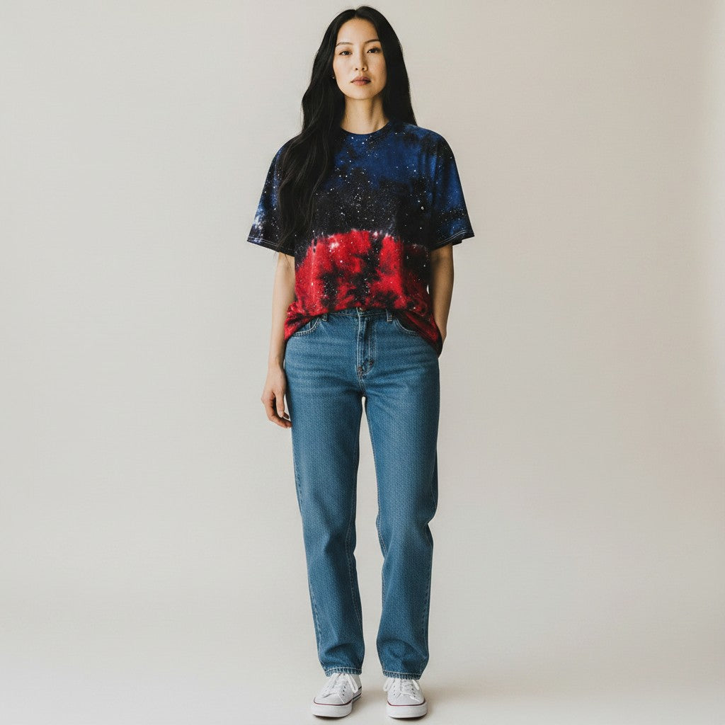Red, White & Blue Galaxy Tie Dye T-shirt