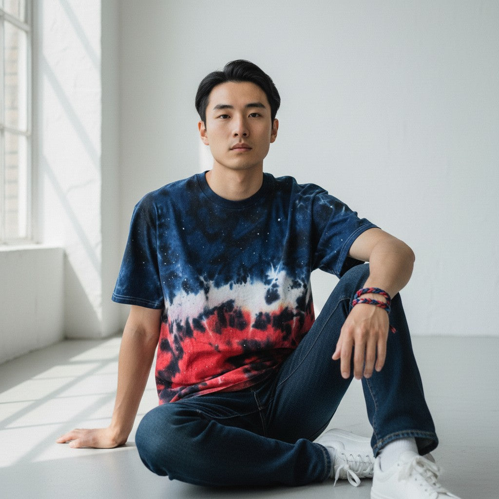 Red, White & Blue Galaxy Tie Dye T-shirt