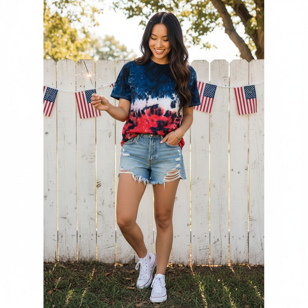 Red, White & Blue Galaxy Tie Dye T-shirt