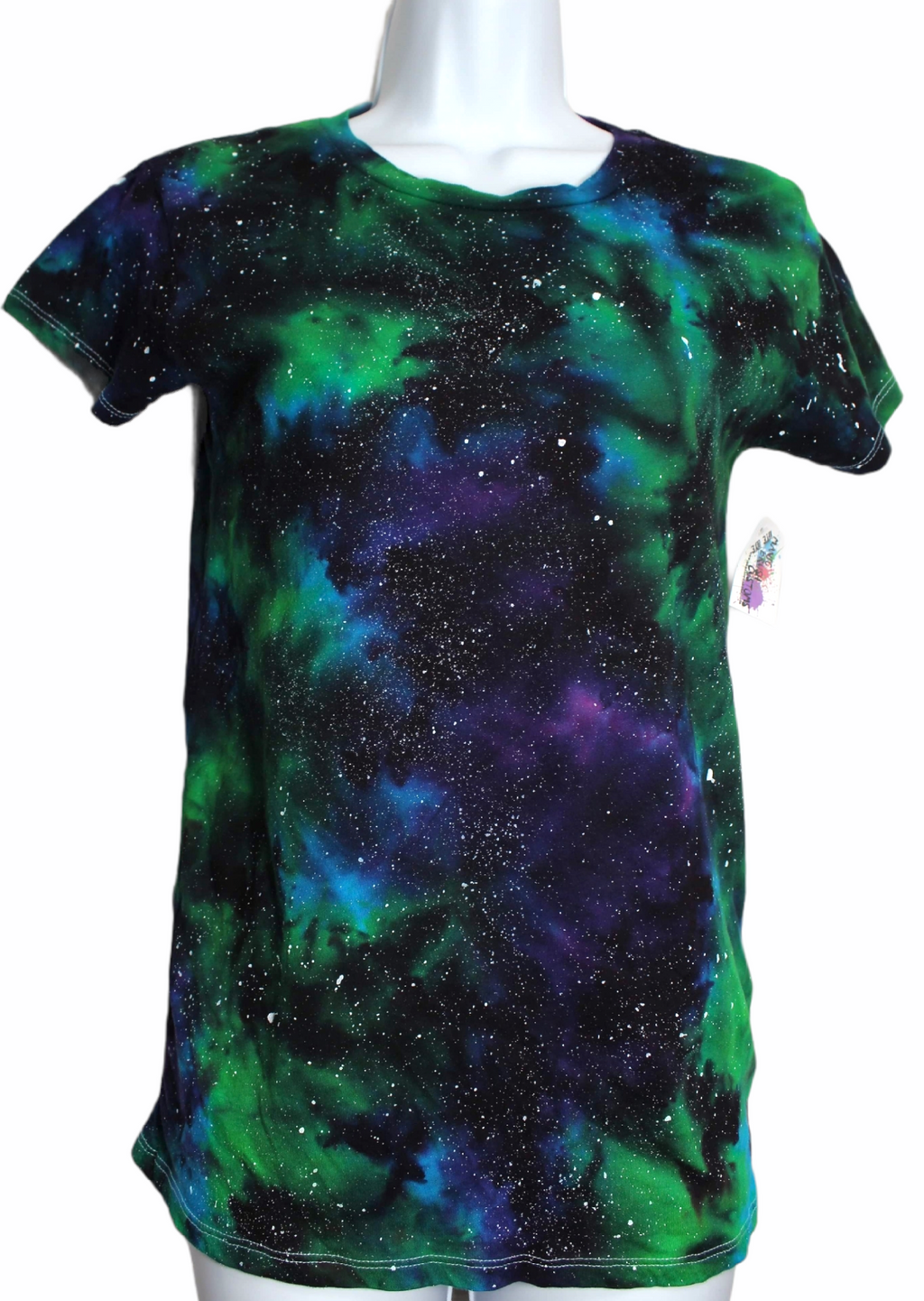 Women's Cut Northern Lights Galaxy Tie Dye T-shirt MEDIUM