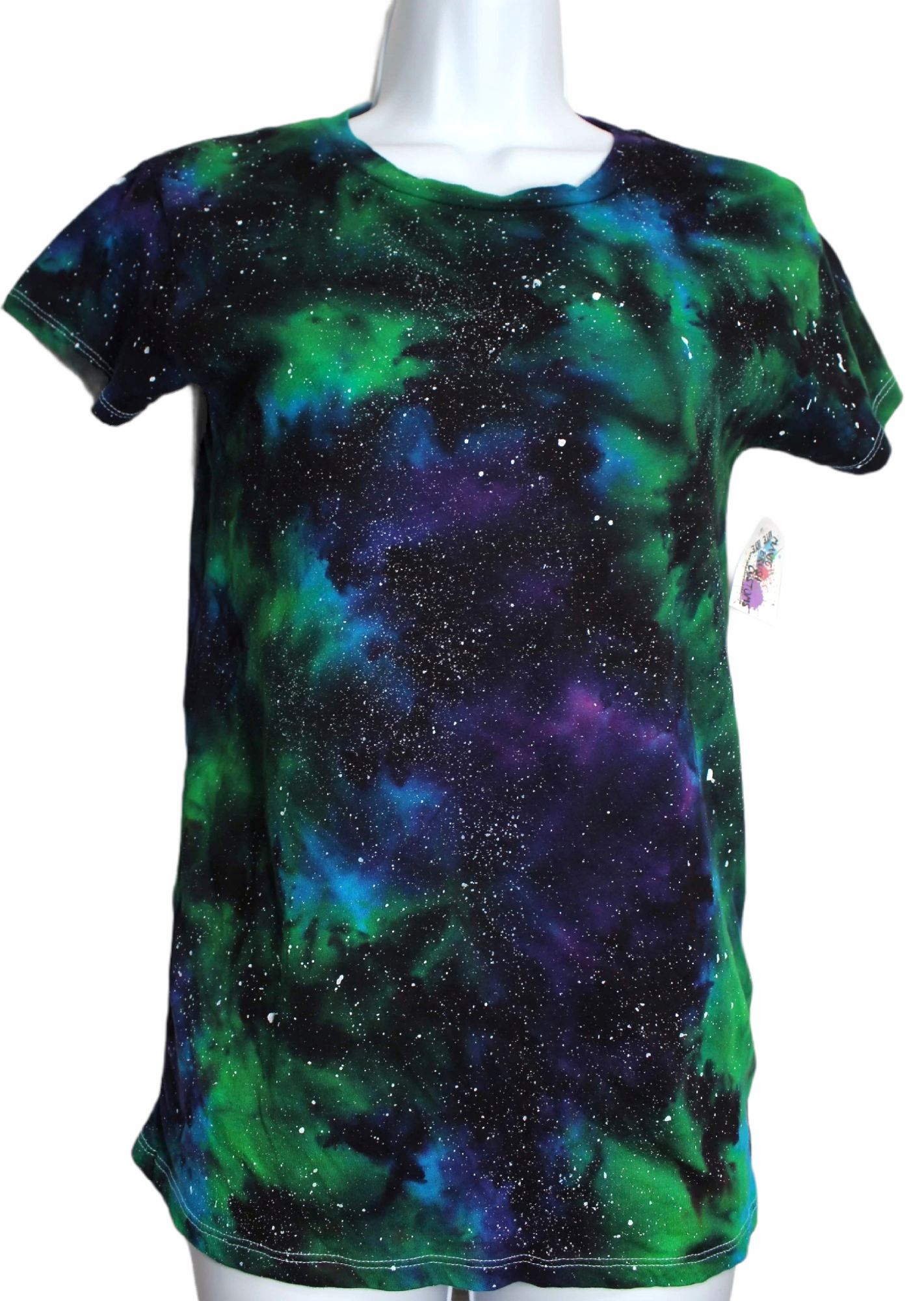 Women's Cut Northern Lights Galaxy Tie Dye T-shirt MEDIUM