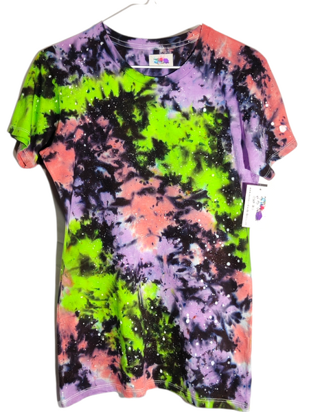 Women's Cut Interstellar Galaxy Tie Dye T-shirt MEDIUM