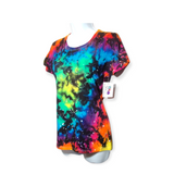 Women's Cut Rainbow Galaxy Tie Dye T-shirt SMALL