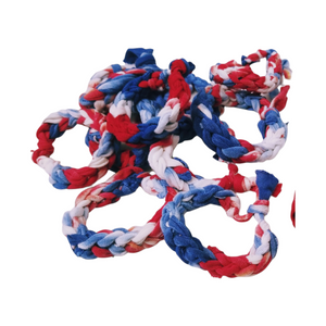 Red, White & Blue Hand Knit Tie Dye Bracelet