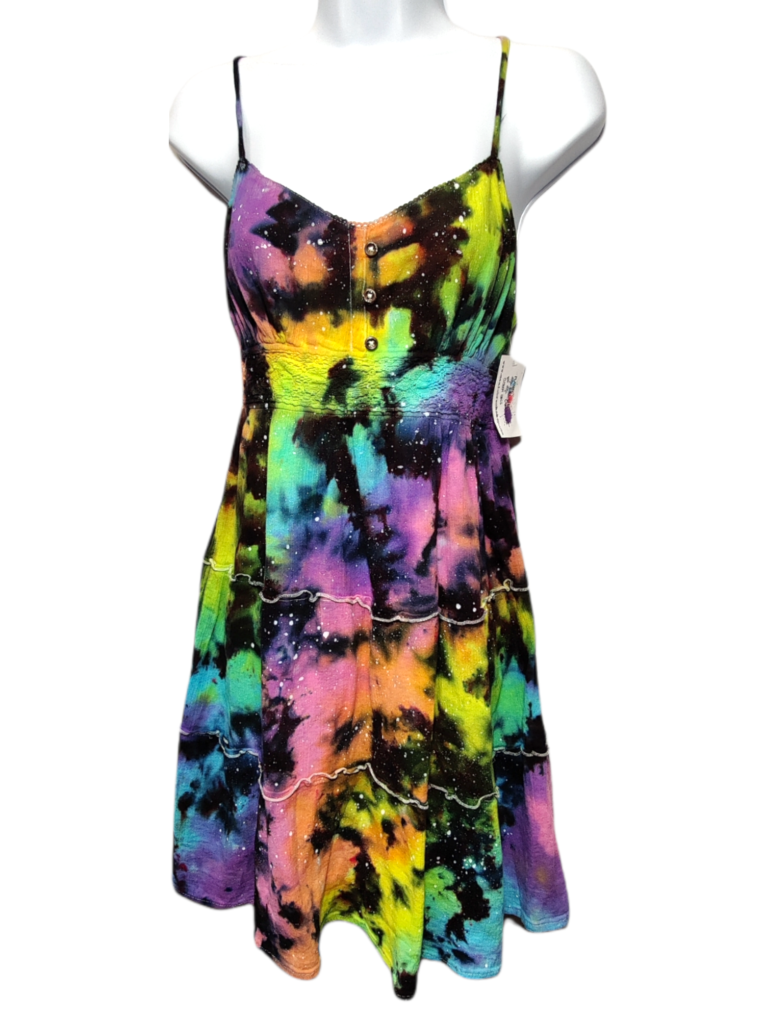 pastel rainbow tie dye dress Maya Antonia Hand Tie-Dye Pastel-Rainbow Buttoned Maxi Dress/Shirt/Bell-Sleeve