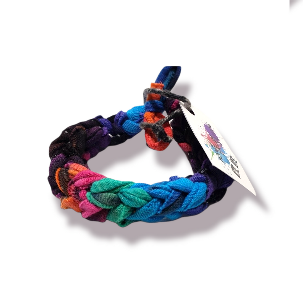 Hand Knit Rainbow Tie Dye Galaxy Bracelet