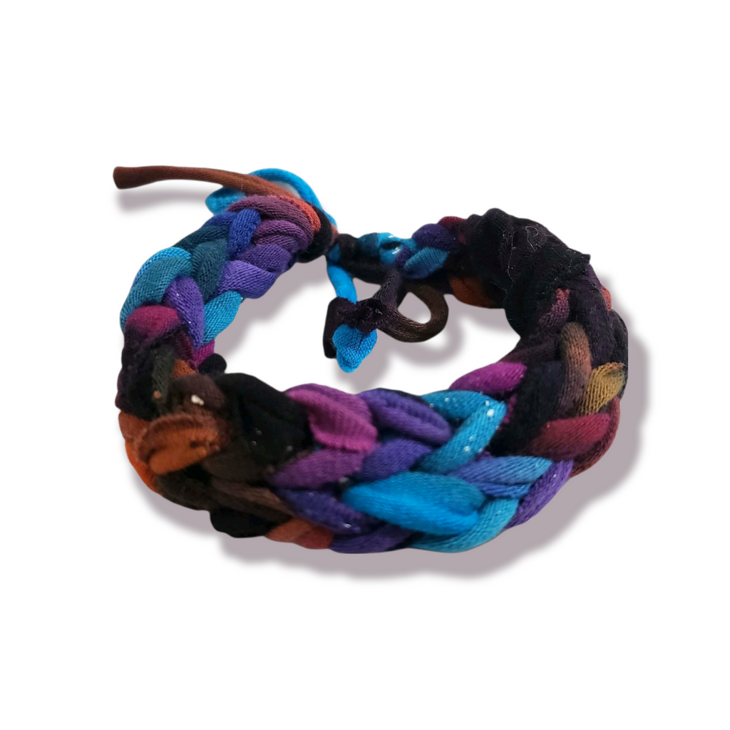 Hand Knit Rainbow Tie Dye Galaxy Bracelet