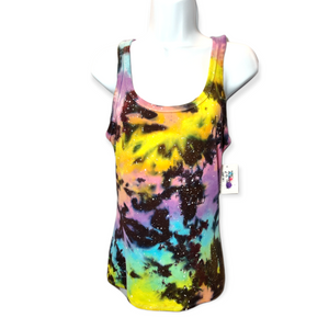 Women's Cut Pastel Galaxy Tie Dye Tank MEDIUM