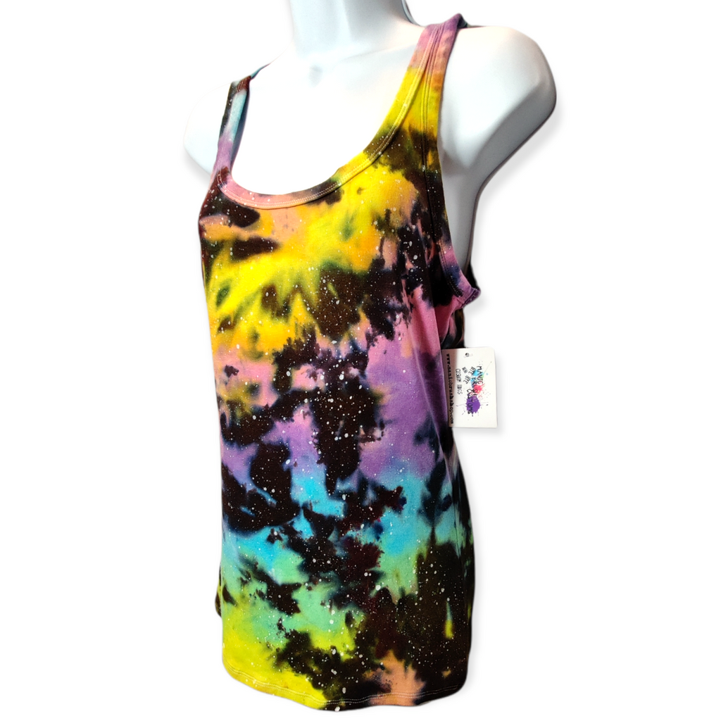 Women's Cut Pastel Galaxy Tie Dye Tank MEDIUM