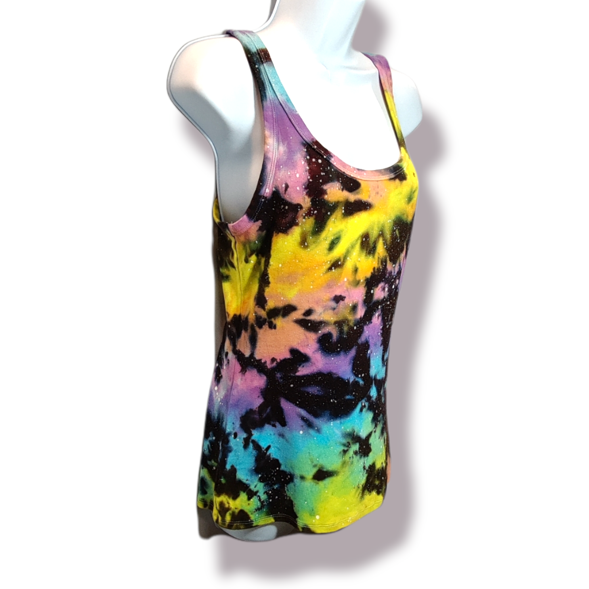 Women's Cut Pastel Galaxy Tie Dye Tank MEDIUM
