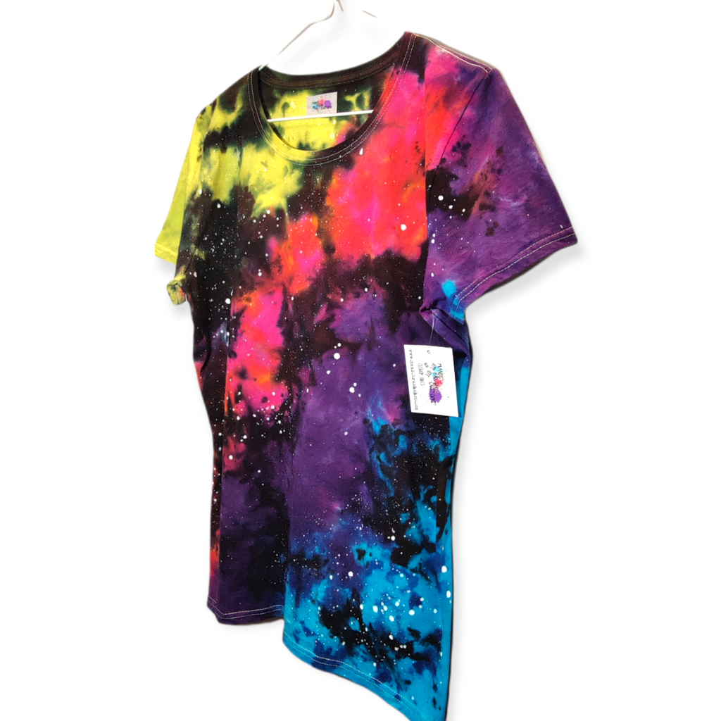 Women's Cut Rainbow Galaxy Tie Dye T-shirt XL