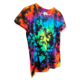 Women's Cut Rainbow Galaxy Tie Dye T-shirt SMALL