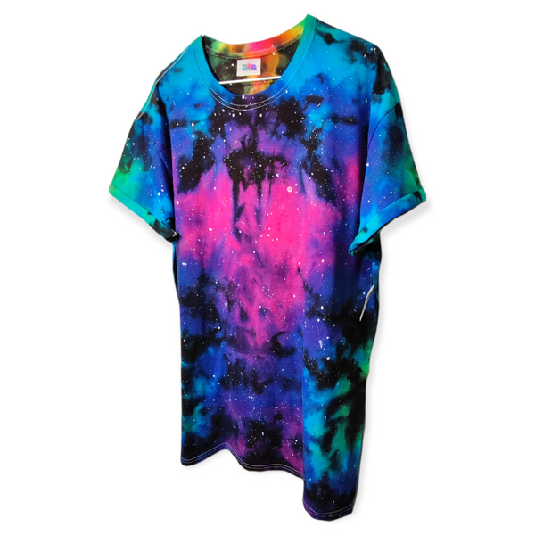 Double Sided Dual Rainbow Galaxy Tie Dye T-shirt XL