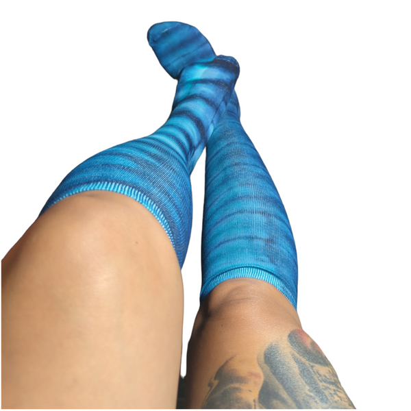 Blue Tie Dye Knee High Socks