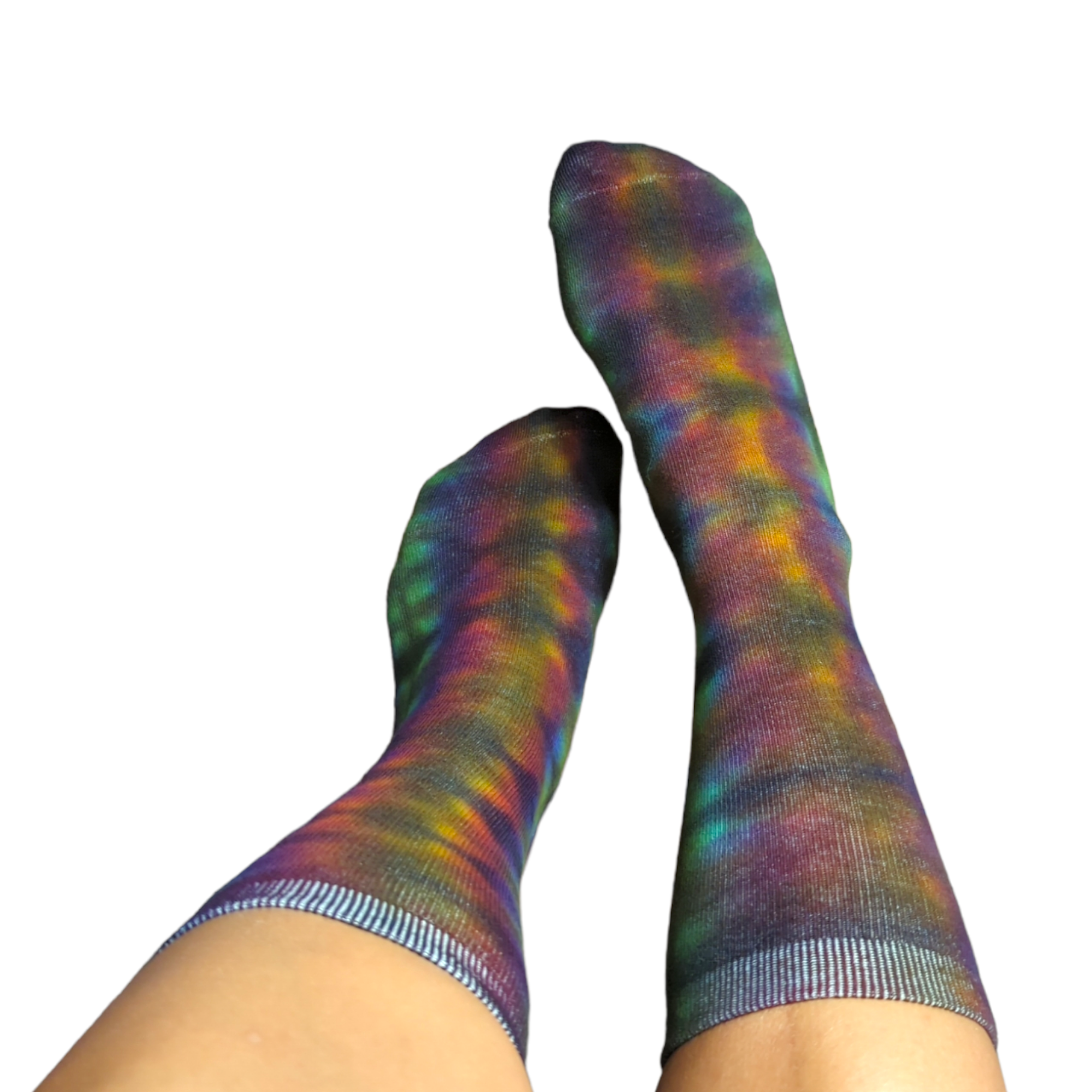 Dark Rainbow Tie Dye Crew Socks