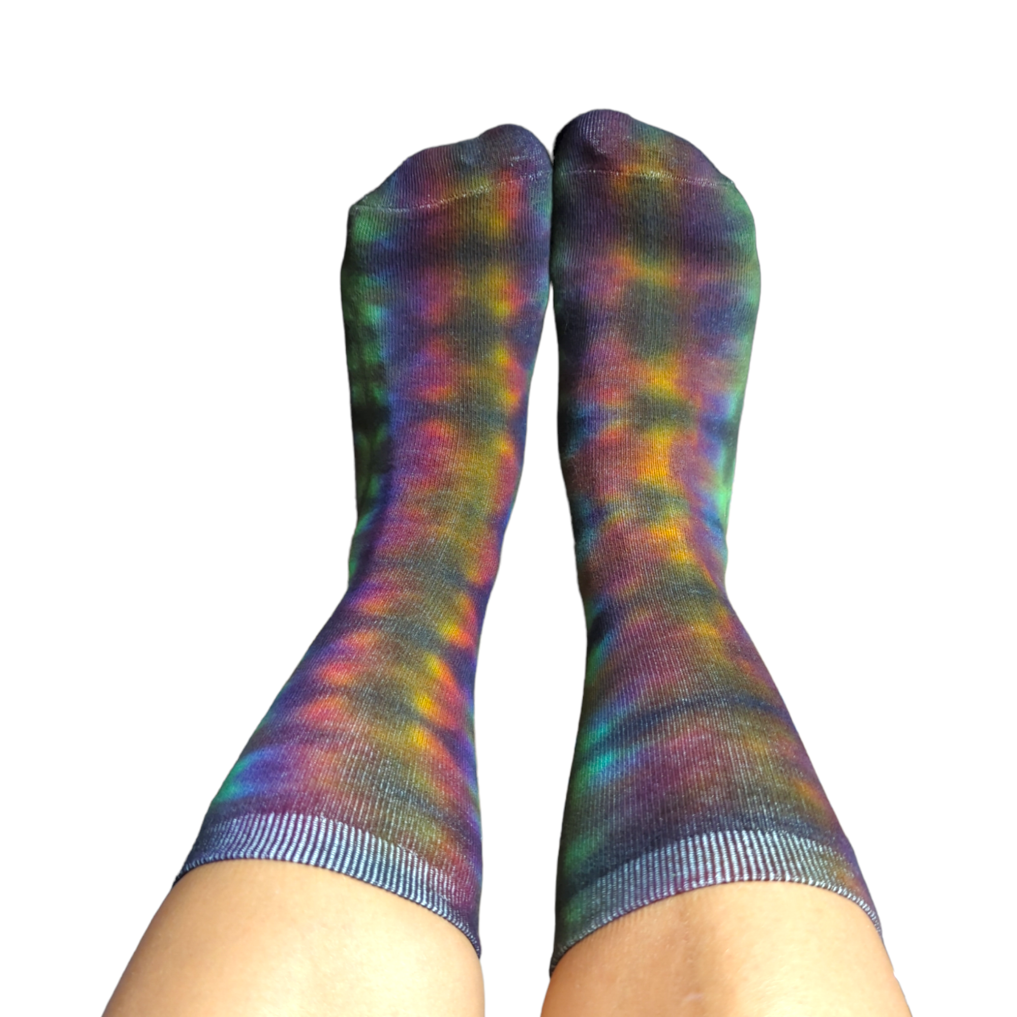 Dark Rainbow Tie Dye Crew Socks