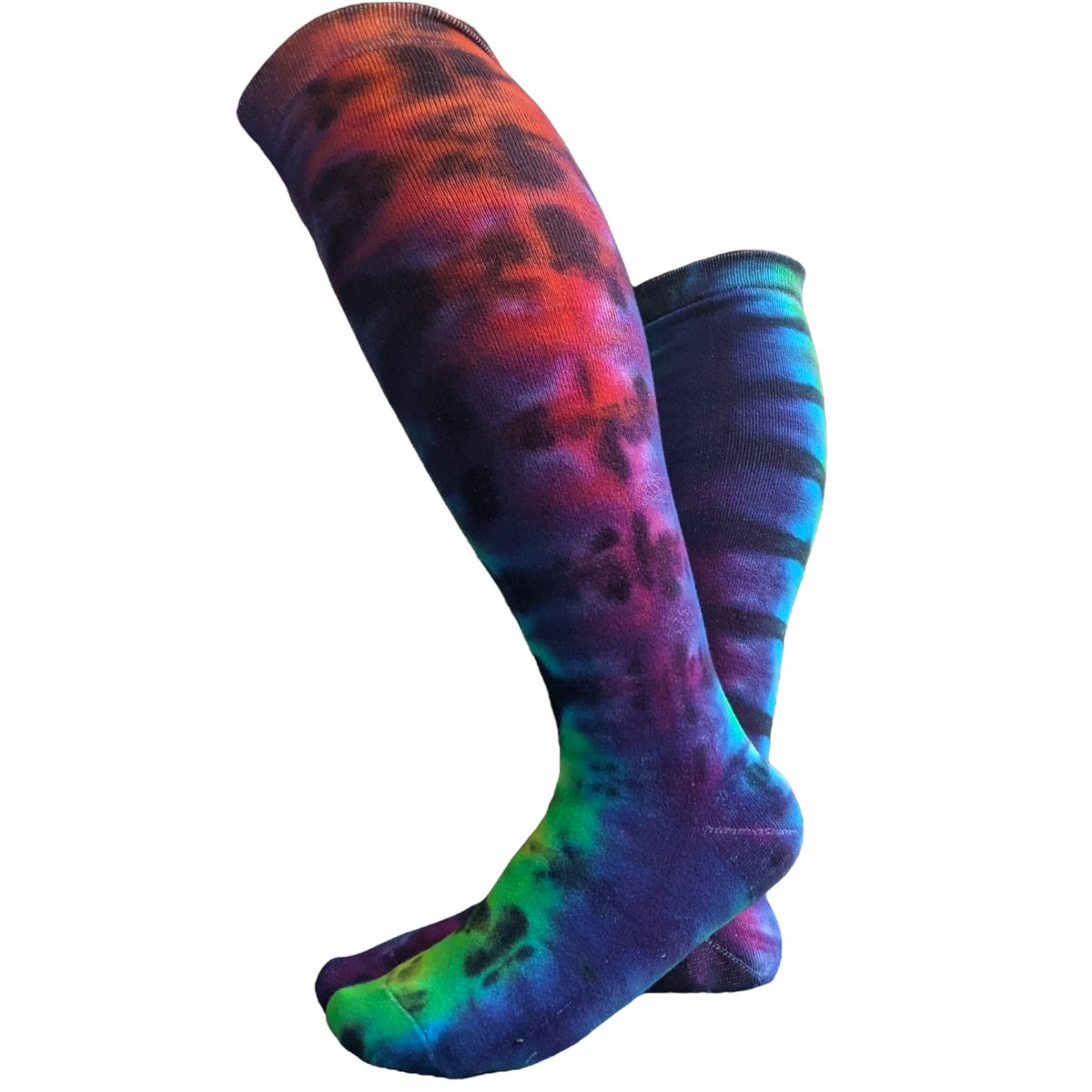 Rainbow Tie Dye Knee High Socks With Mini Sock Tote