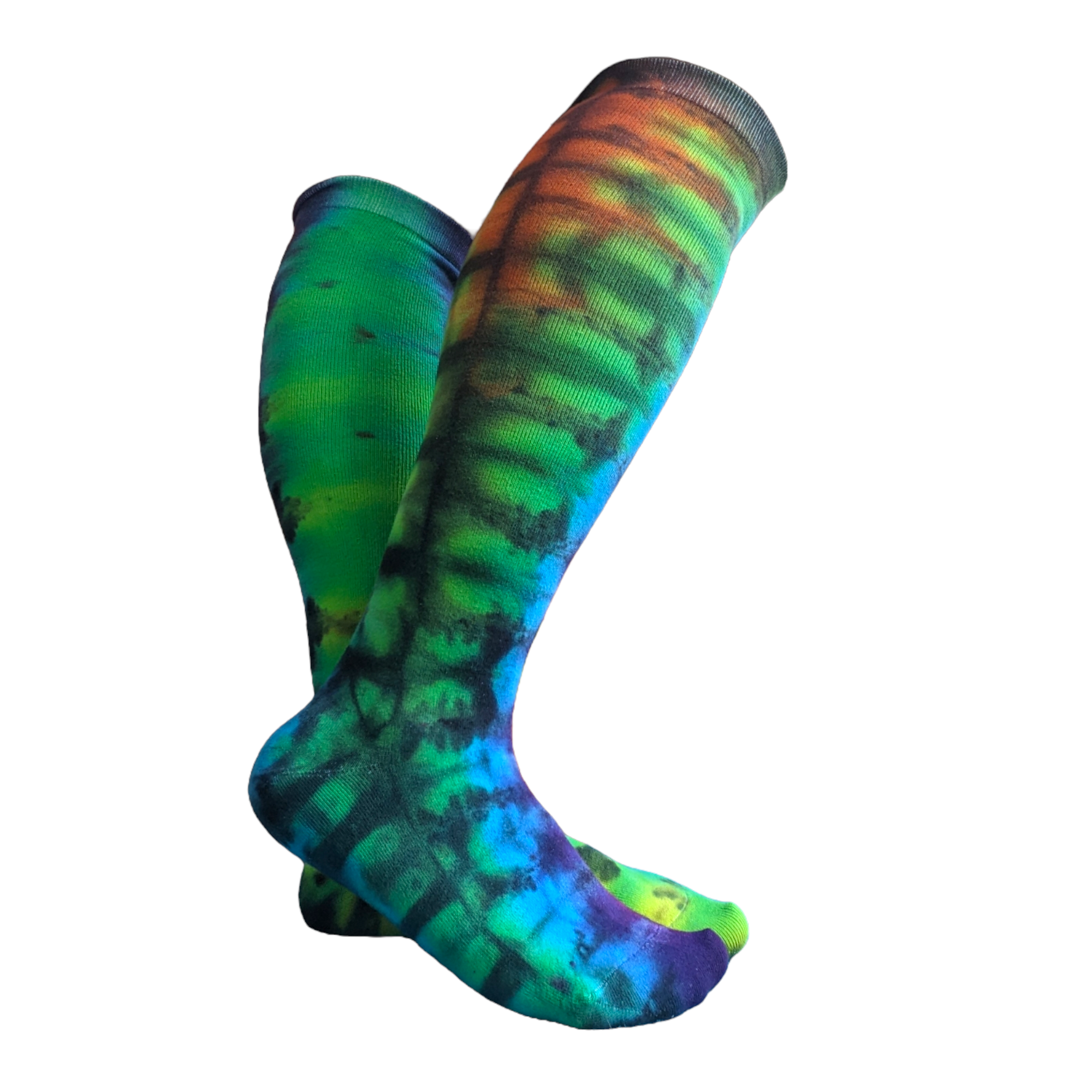 Rainbow Tie Dye Knee High Socks With Mini Sock Tote