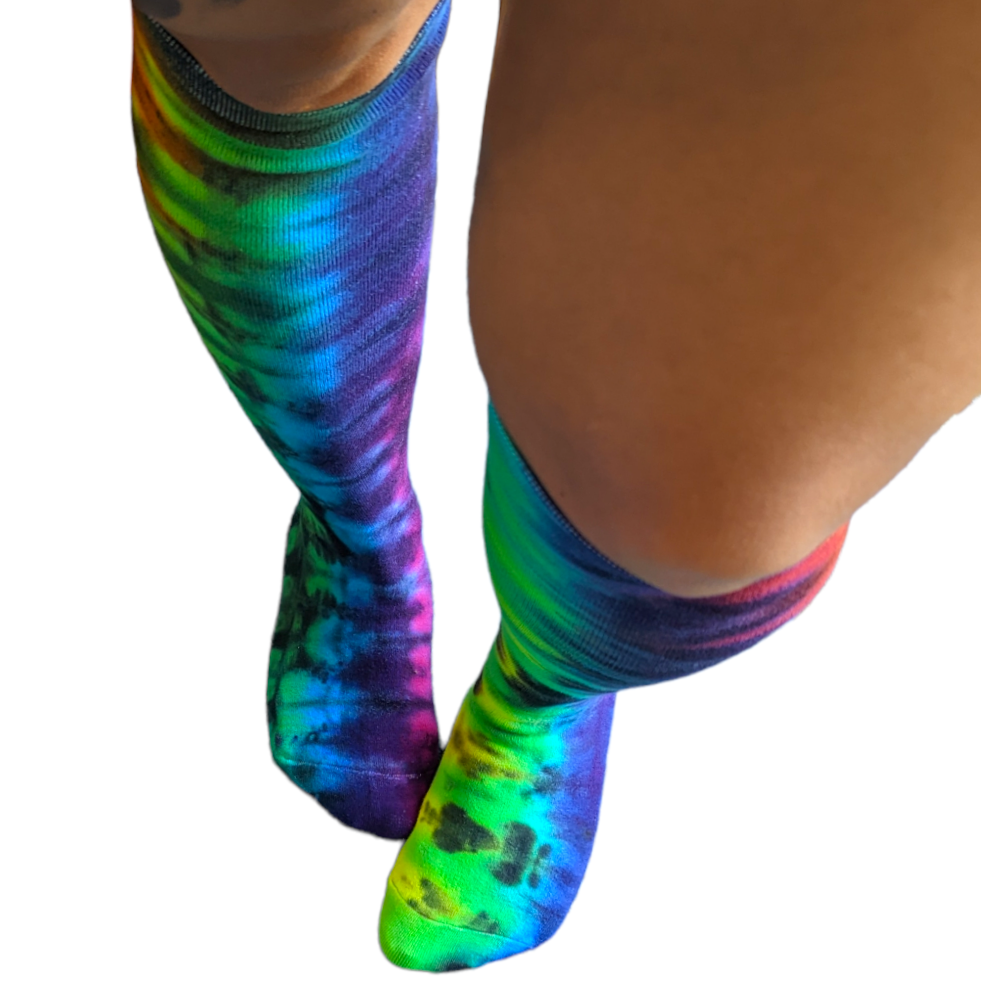 Rainbow Tie Dye Knee High Socks With Mini Sock Tote