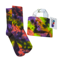 Tie Dye Crew Socks with sock mini tote