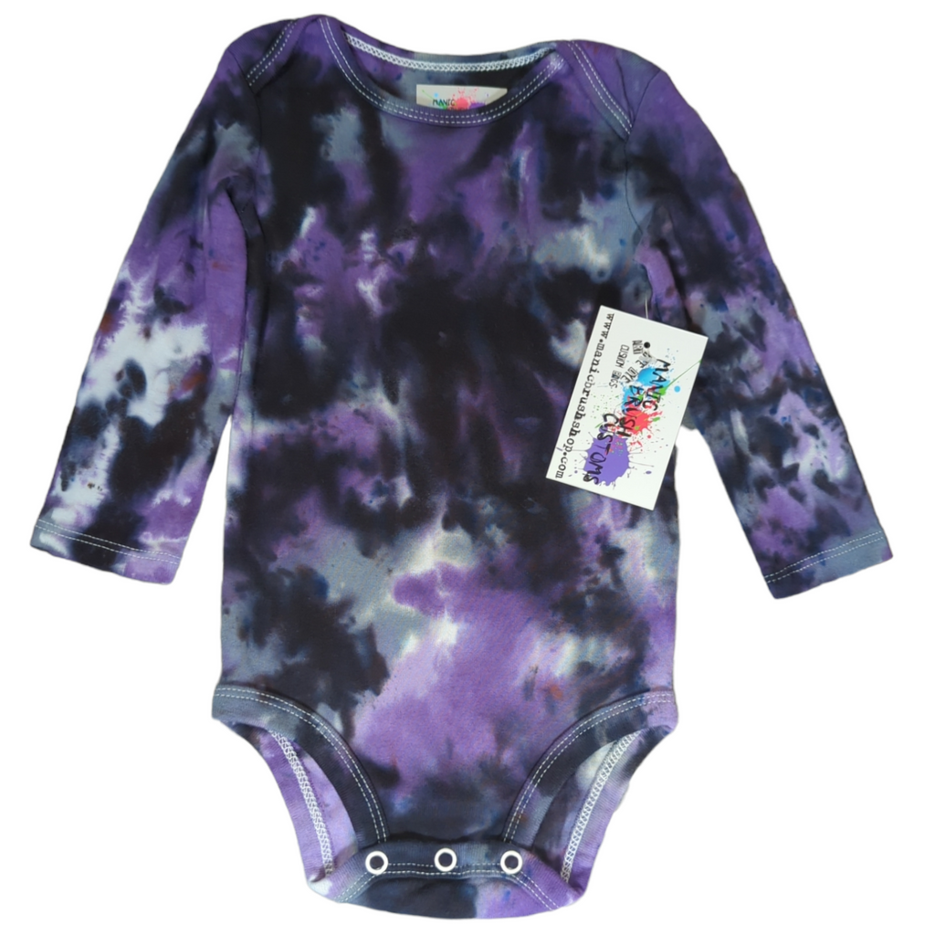 Purple Galaxy Tie Dye Long Sleeve Onesie 9 Months