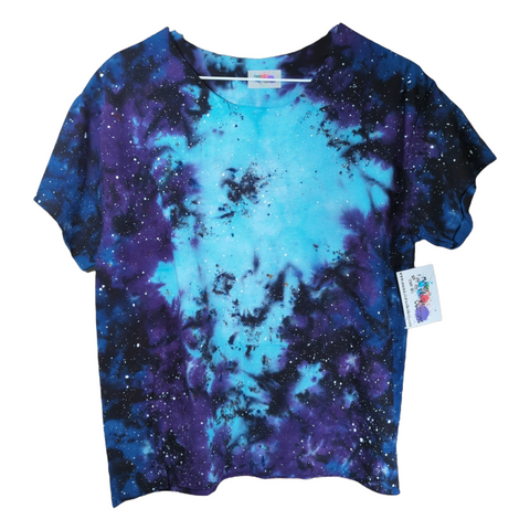 Bluuu Sky Galaxy Tie Dye Cropped Shirt Medium