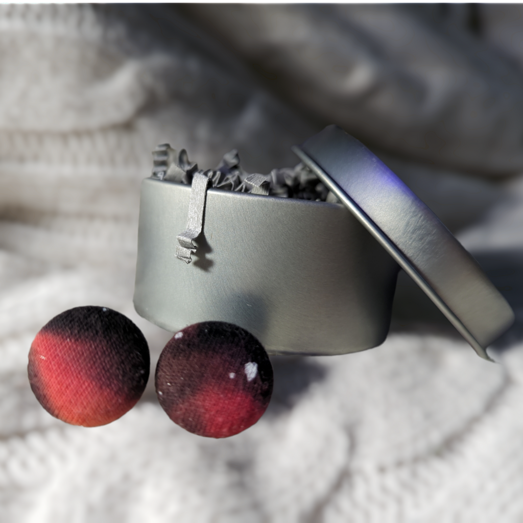 Hot Pink Galaxy Button Earrings