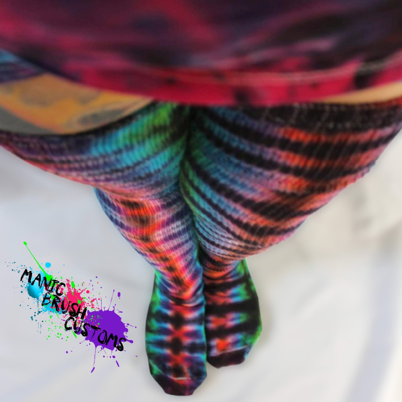 Tie Dye Thigh High Socks Double Rainbow