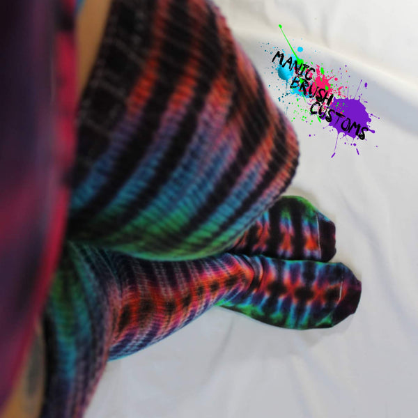 Tie Dye Thigh High Socks Double Rainbow
