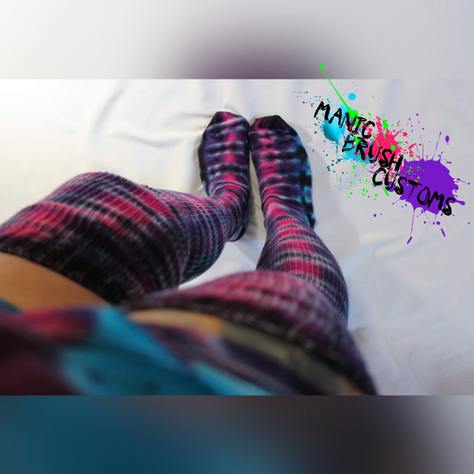 Tie Dye Thigh High Socks Pink Hottie